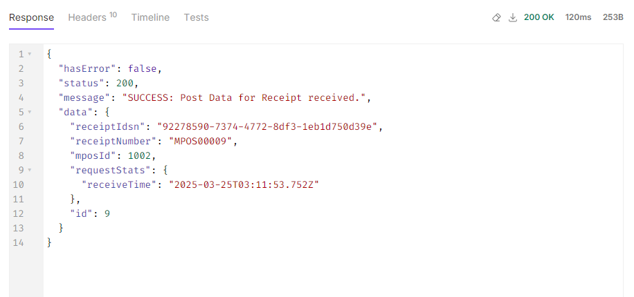 Receipt Post Response